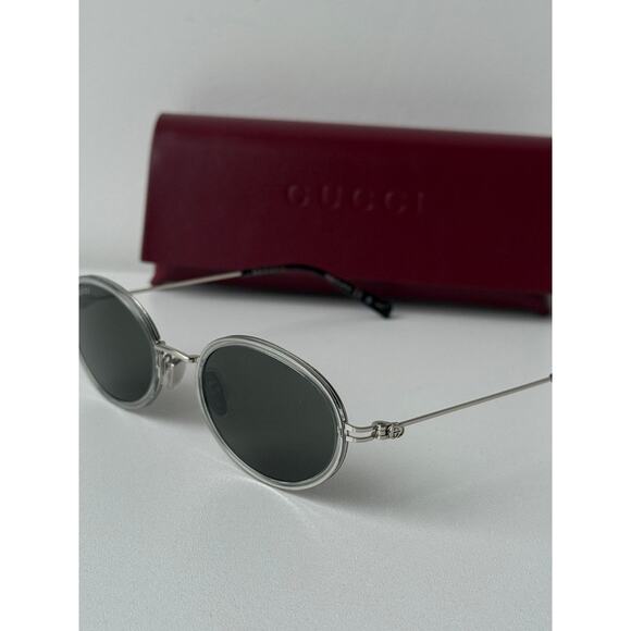 NEW Gucci GG1980S 003 Silver Oval Sunglasses $545 main image 7